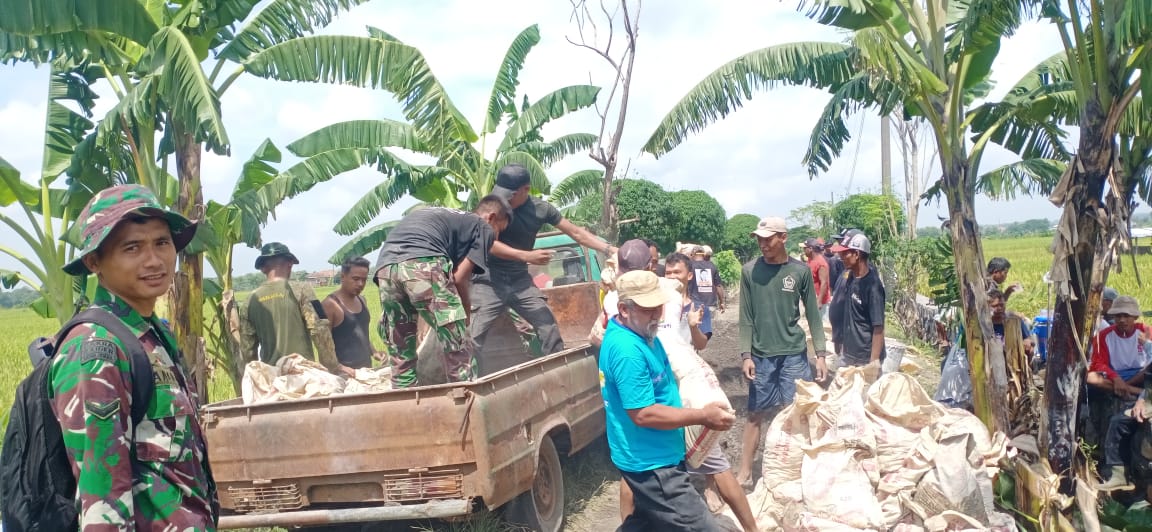 CANDA TAWA PRAJURIT DISELA KERJA DI PENGECORAN JALAN DI TMMD