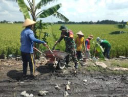 Cegah Longsor, Babinsa Bangun Talud