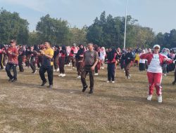 Menyongsong HUT RI Ke 79 Koramil Gesi dan Muspika Gelar Senam Bersama