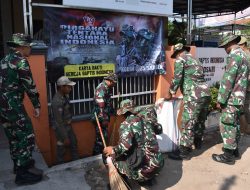 Jelang HUT TNI, Dandim Sragen Pimpin Bersih bersih Tempat ibadah, pasar dan pengobatan gratis