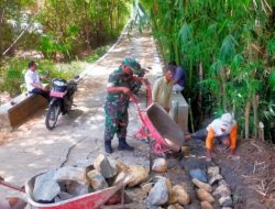 Babinsa dan Warga Bersatu Padu, Gotong Royong Bangun Talud