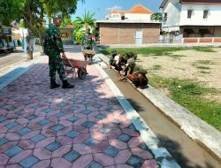 Tingkatkan Infrastruktur, Babinsa Kerja Bakti  Bangun Talud Jalan