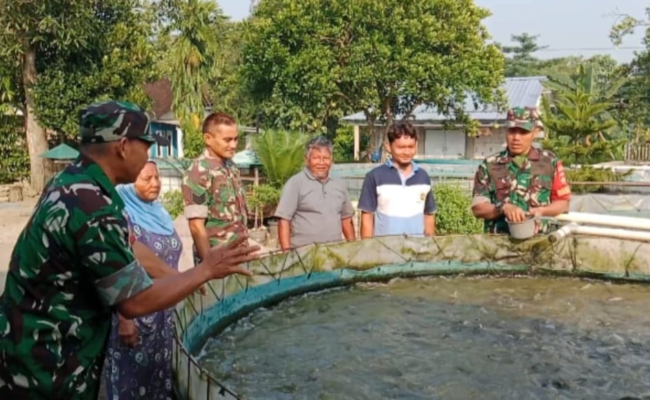 Babinsa Berbagi Ilmu dan Semangat, Kunjungi Peternak Lele