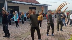 Danramil dan Anggota Gelar Senam Jumat Sehat Bersama Muspika