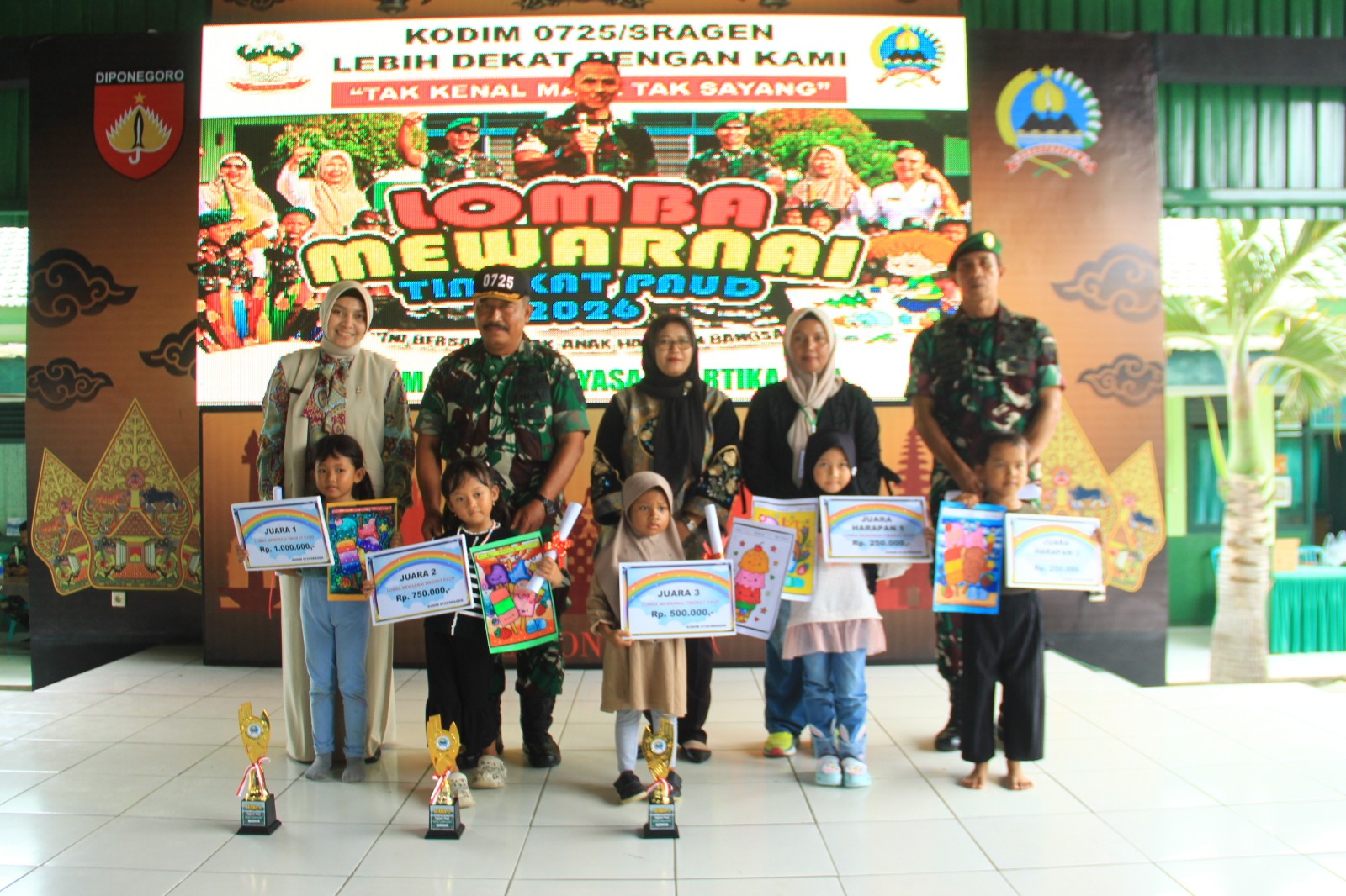 Kodim 0725/Sragen bersama Yayasan Kartika Jaya gelar lomba mewarnai