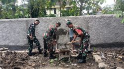 PERKUAT ASET DESA, BABINSA DAN WARGA GOTONG ROYONG BANGUN PAGAR TEMBOK BUMDES