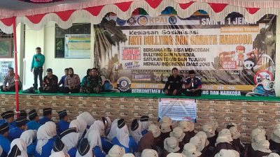 Danramil Jenar Hadiri Sosialisasi Anti Bullying dan Narkoba oleh BNN di SMKN I Jenar