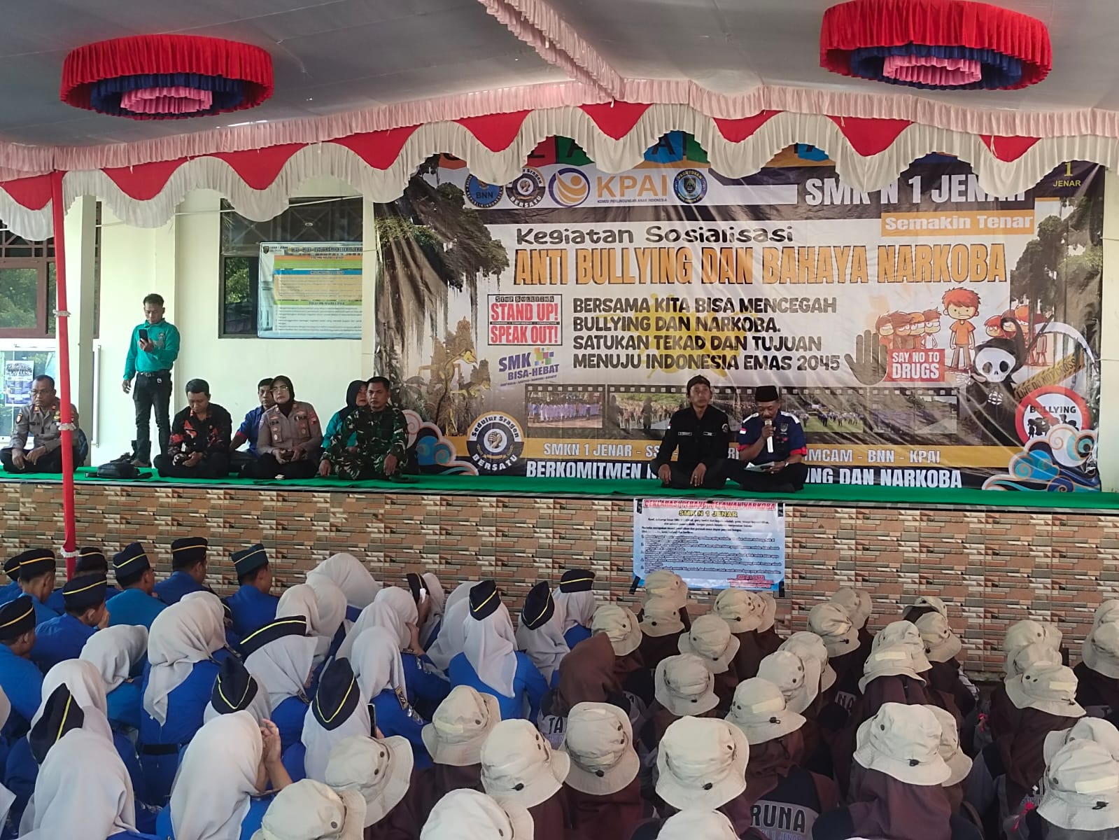 Danramil Jenar Hadiri Sosialisasi Anti Bullying dan Narkoba oleh BNN di SMKN I Jenar