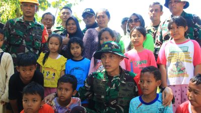 Keceriaan Anak-Anak Warnai Kehadiran Dansatgas TMMD di Desa Gadungsari