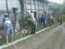 Upaya Menjaga Kebersihan Lingkungan, Danramil Pimpin Langsung Kerja Bakti