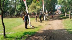 Anggota Satgas TMMD Reguler Ke-128 Kodim 0725/Sragen Percantik Taman Harmoni Desa Puro Jelang Penutupan