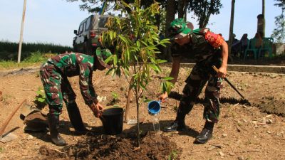 Tanam Durian di Lokasi Sumur Bor, Dansatgas Ingin Manfaat TMMD Terus Tumbuh