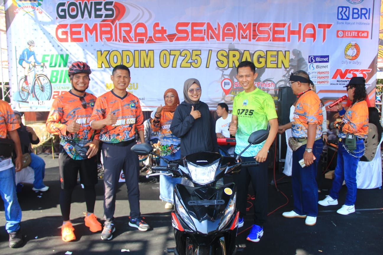 Kodim Sragen gelar fun bike dan senam sehat berhadiah sepeda motor
