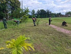 Aksi Kerja Bakti Koramil Gemolong, Sulap Lapangan Bola Dukuh Semi Jadi Asri dan Bersih